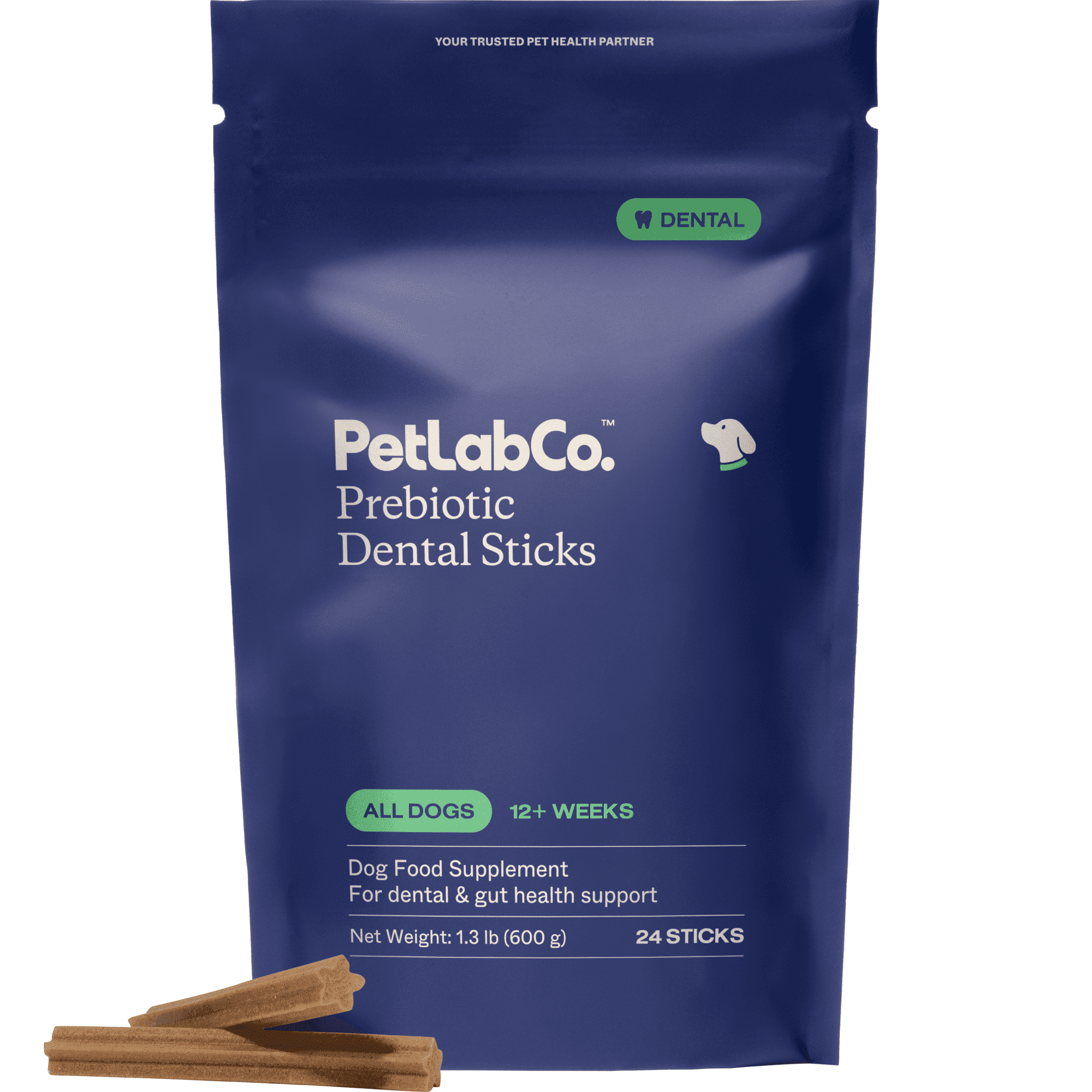 PetLab Co. Prebiotic Dental Stick - Dog Dental Sticks - Target Plaque and Tartar Buid up - Maintain Dog Oral Health and Keep Breath Fresh (24 Sticks)
