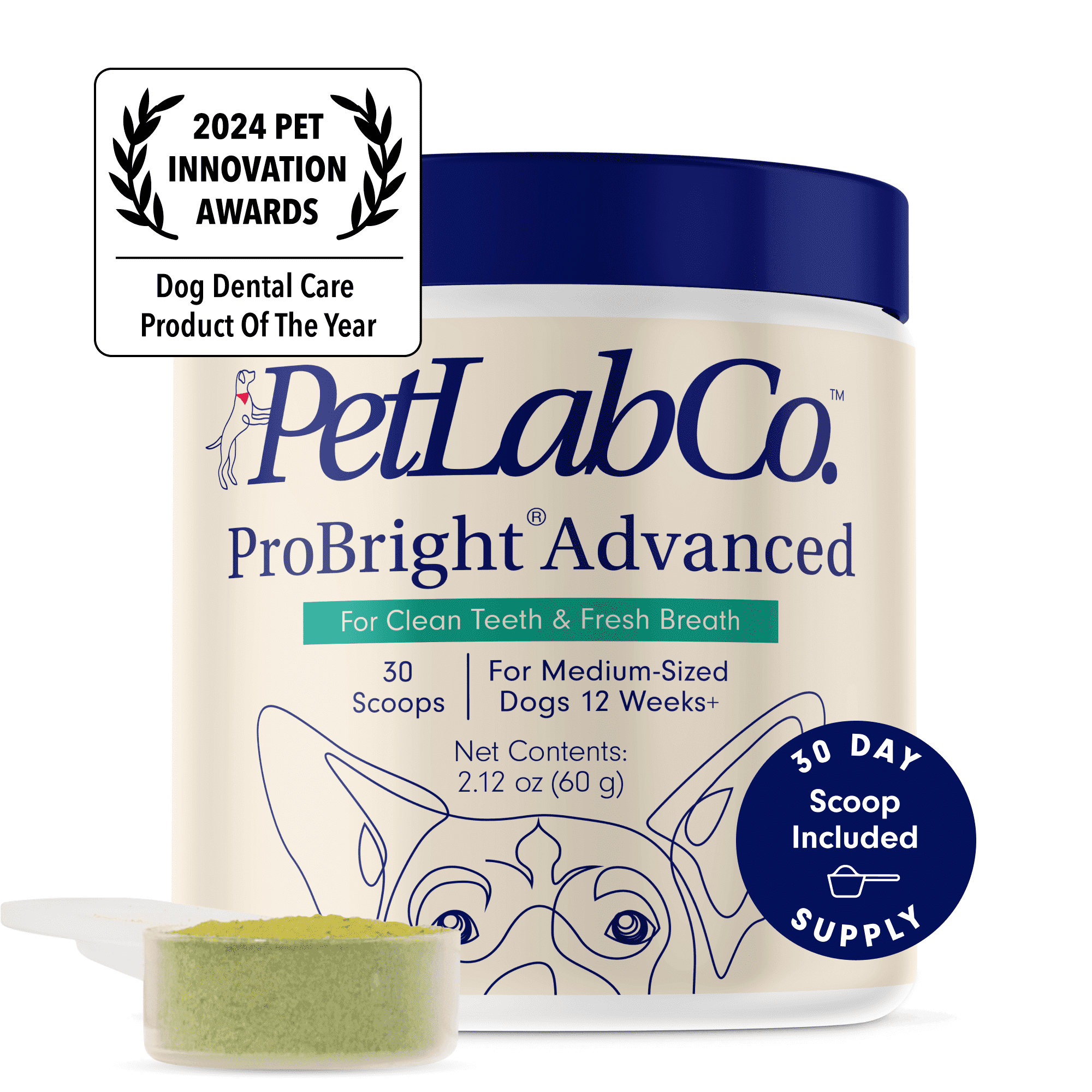 Petlab Co. Probright Dental Powder - Dog Breath Freshener - PetLab Co. ProBright Advanced Dental Powder - Award Winning Dog Breath