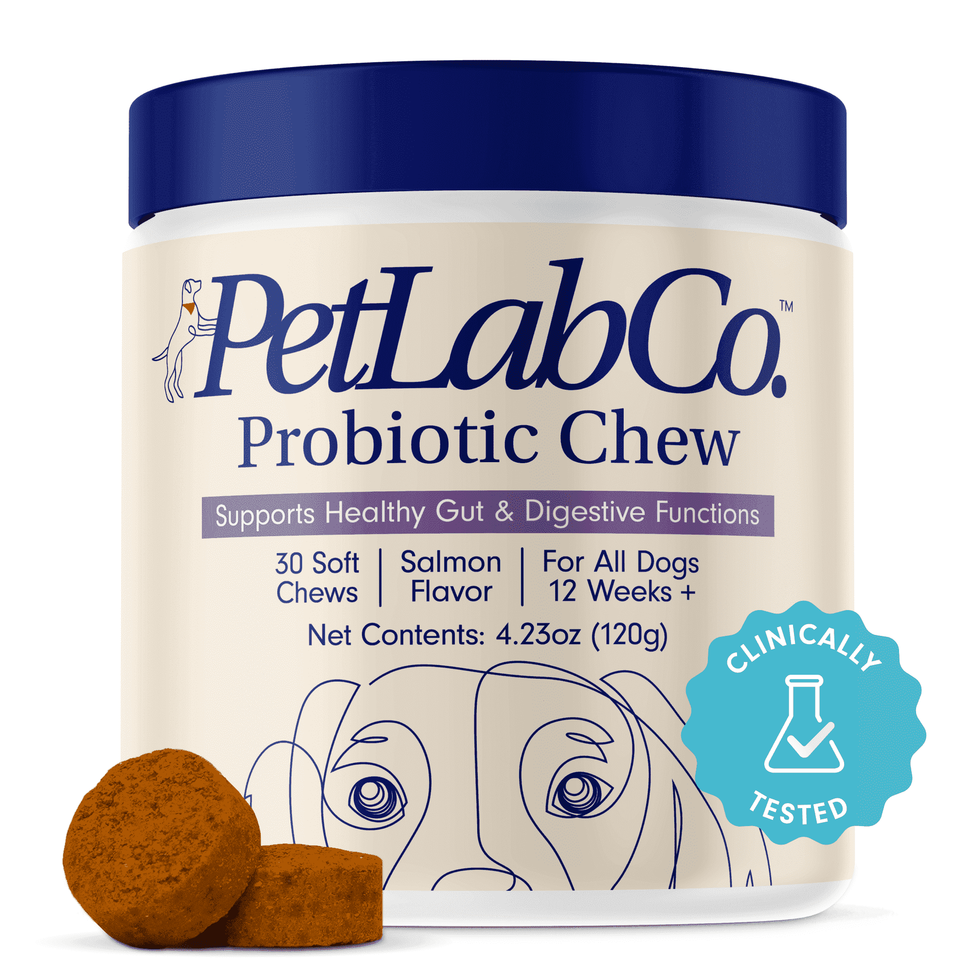 PetLab Co. Probiotics for Dogs, Clinically Tested Support for Gut Health, Diarrhea, Digestive Health & Seasonal Allergies - Salmon Flavor