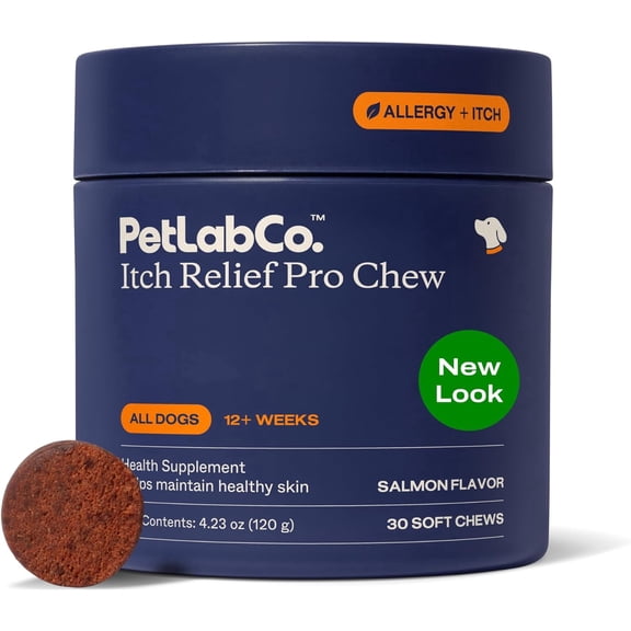 PetLab Co. Salmon Itch Relief Chew Pro for Dogs Omega 3 for Dogs Itch Supplement - Packed with Beneficial Fatty Acids for Healthy Skin Seasonal Allergies Support - Packaging May Vary