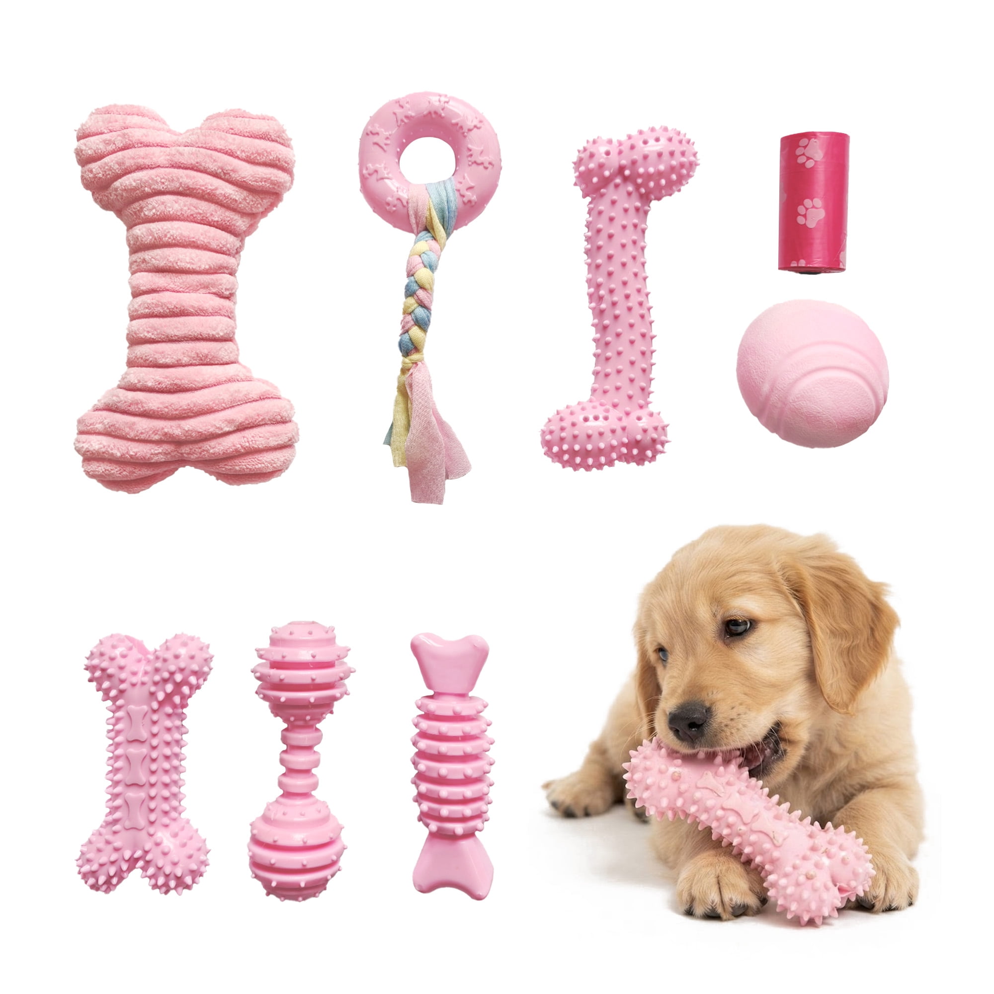 PetLike 8-Pack Soft Puppy Teething Toys, Interactive Dog Chew Toys for ...