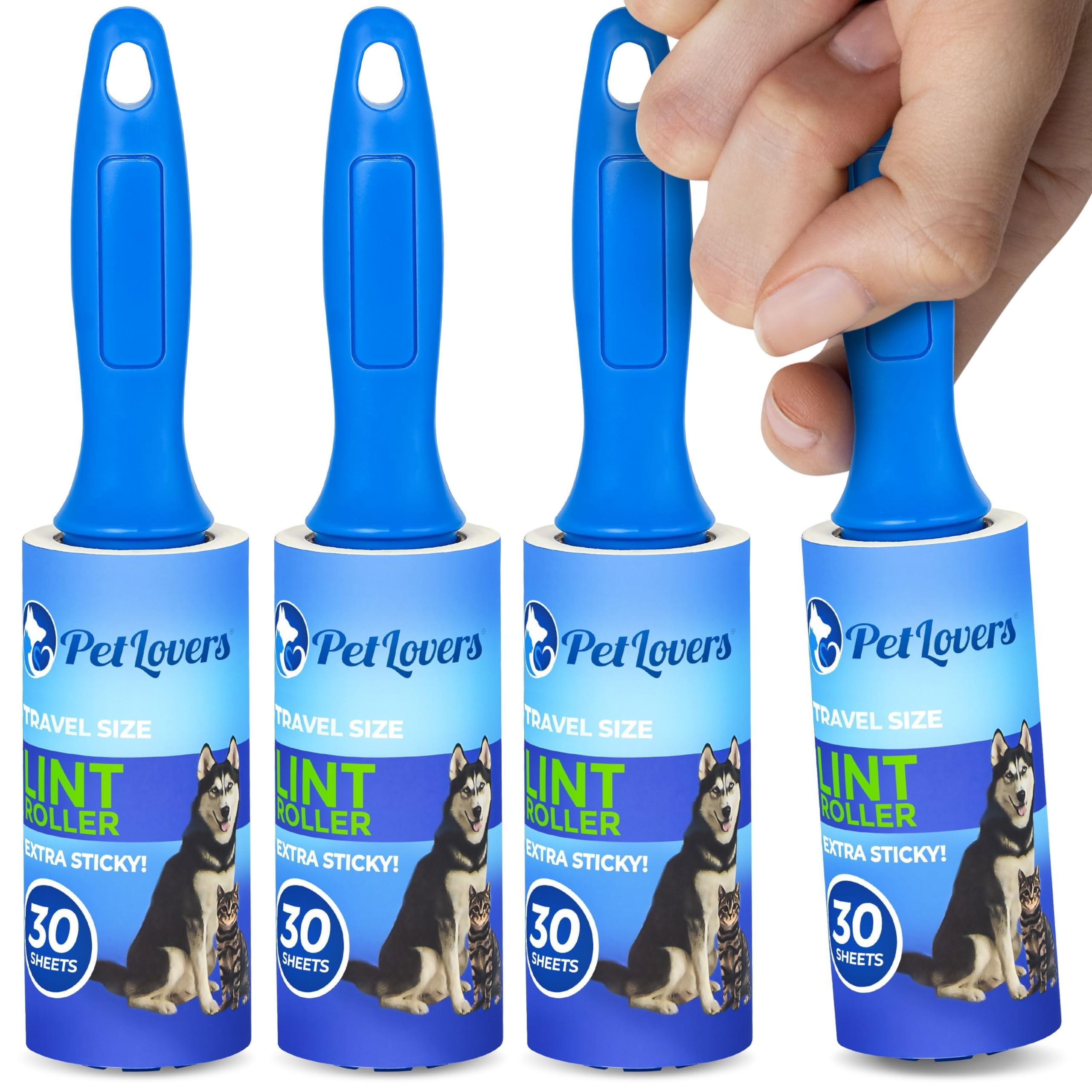 PetLovers Mini Lint Rollers for Travel 4 Pack Small Sized Lint