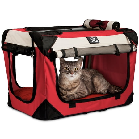 PetLuv Premium Cat and Dog Carrier, Soft-Sided, Plush Bed, Locking Zippers, Privacy Windows, Collapsible, Adjustable Carry Strap