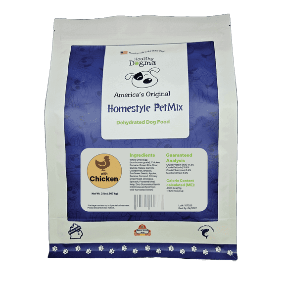 Healthy Dogma - Homestyle PetMix with Chicken |Dehydrated Dog Food, Clean Ingredients, No Preservatives, Homemade Dog Food 2lbs