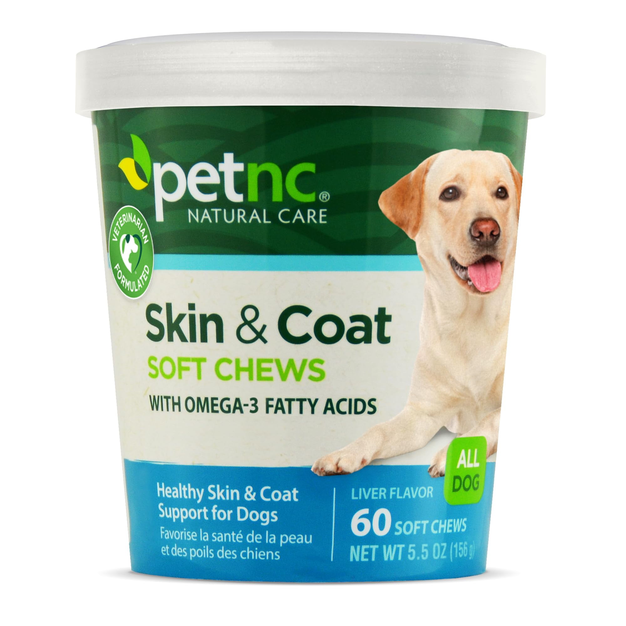 PetNC Natural Care Skin and HYZ01 Coat Soft Chews for Dogs, 60 Count