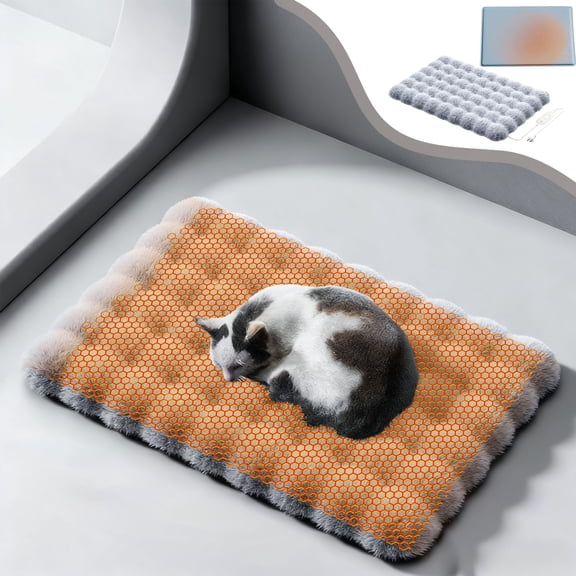 PetPad for Dogs Cats - 12x16 in Gray Self-Warming Mat, Constant Temperature 28°C, Waterproof, Washable Cover, Noiseless, Indoor Outdoor Use