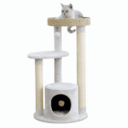 PetPals  35.8" Cat Tree with Top Nest Bed, Natural Sisal Scratching Posts, Large Base Condo, Cream