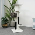 thumbnail image 1 of PetPals 6-Level Modern White & Grey Medium Size Cat Tower, 18" x 18" x 45" come with Free Cat Teaser, 1 of 10