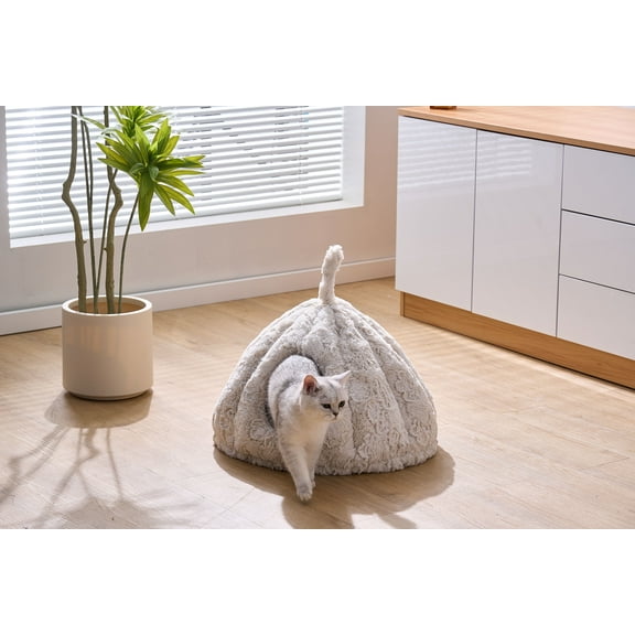 PetPals Anxiety Calming & Washable Kitten Cat Bed-Rose Hut