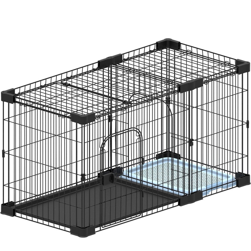Dog crate with cheap separate potty area