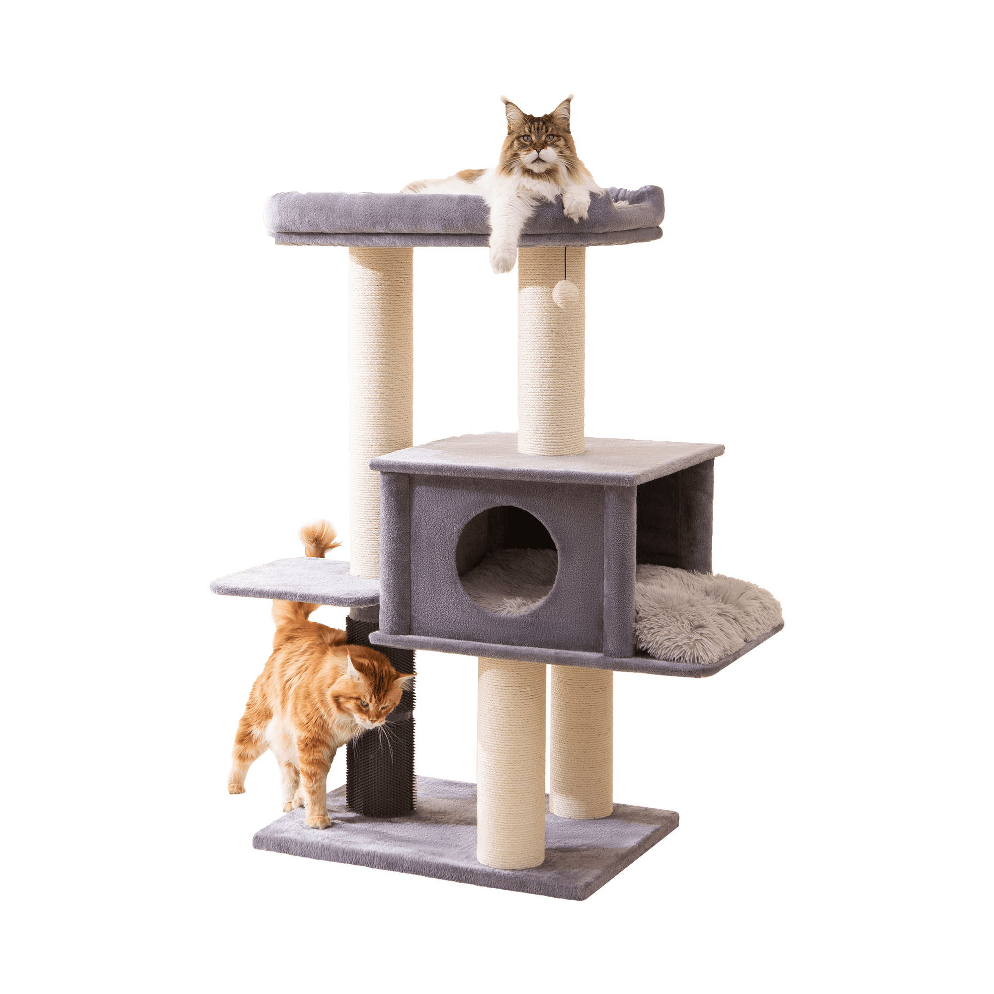 Extra Large Gray Sisal and Plush Cat Tree with LED Ball