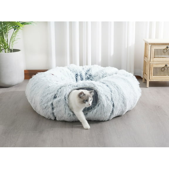 PetPals Fluffy 2-in-1 Cat Tunnel with Cat Bed & Toy-Khione
