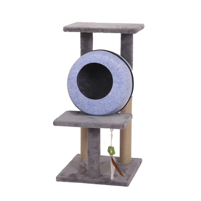 PetPals Group PP17729 Selene Felt Three Level Cat Tree with Condo