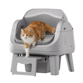PetPivot AS12 Automatic Cat Litter Box Self-Cleaning with Safety Protection, Liners, Front Entry Step Included, Full Grey