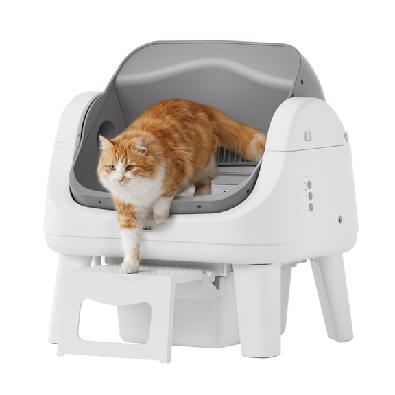 PetPivot AS12 Automatic Cat Litter Box Self-Cleaning with Safety Protection, Liners, Mat And Front Entry Step Included, Grey