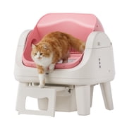 PetPivot AS12 Automatic Cat Litter Box Self-Cleaning with Safety Protection, Liners, Front Entry Step Included, Pink