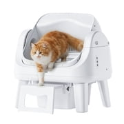 PetPivot AS12 Automatic Cat Litter Box Self-Cleaning with Safety Protection, Liners, Front Entry Step Included, White