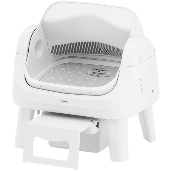 PetPivot AutoScooper 12 Lite Open Top Self Cleaning Cat Litter Box, Automatic Litter Box with 7 Pairs of Safety Sensors, Anti-Pinch Protection, Easy Access Step for Senior Cats SummerVibes petlovers