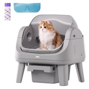 Self Cleaning Cat Litter Box, Automatic Litter Box with Open Top, Safety Sensors, Anti-Pinch Protection, Dark Grey