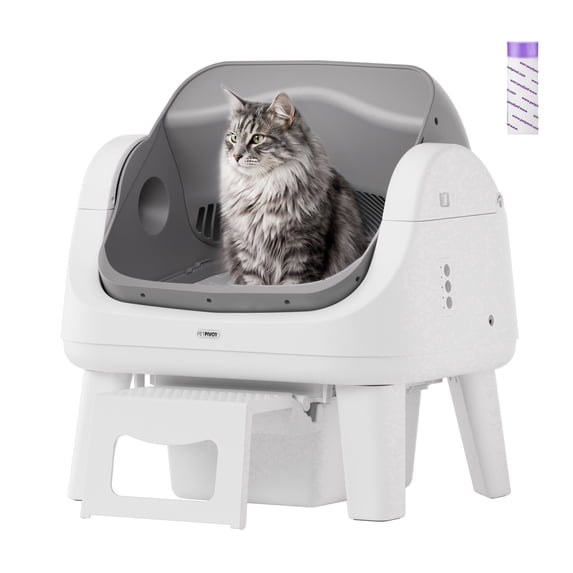 PetPivot AutoScooper 12 Self Cleaning Cat Litter Box, Automatic Litter Box with Open Top, Safety Sensors, Anti-Pinch, Easy Step, Grey