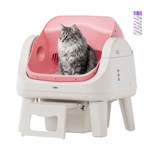 PetPivot AutoScooper 12 Self Cleaning Cat Litter Box, Automatic Litter Box with Open Top, Safety Sensors, Anti-Pinch, Easy Step, Pink