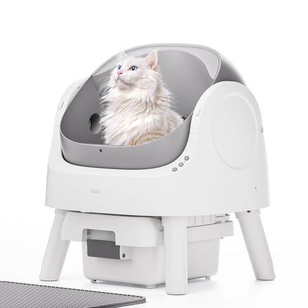 PetPivot Top-Entry Automatic Cat Litter Box Self Cleaning with Liners and Mat Included - Grey