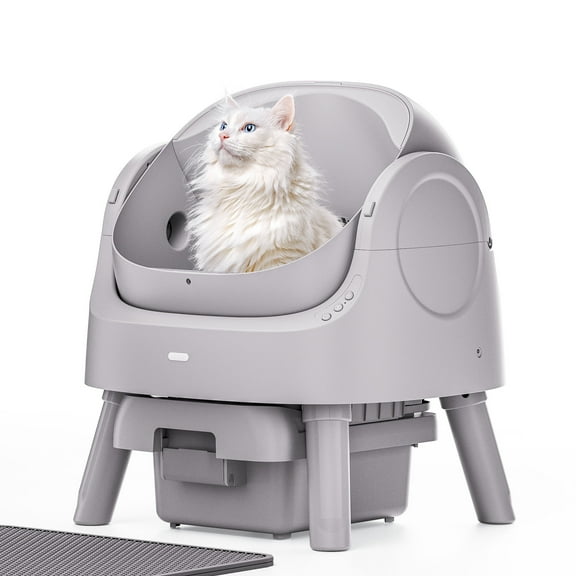 PetPivot Top-Entry Automatic Cat Litter Box Self Cleaning with Liners and Mat Included - Steel