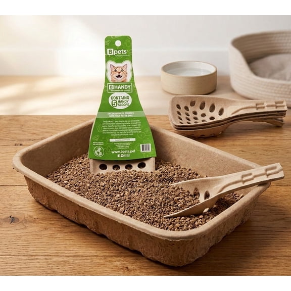 PetPro B Handy Lightweight Green Cat Litter Scoop with 5 Pieces