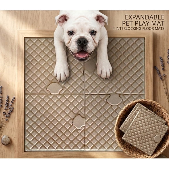 PetPro B-Tidy: 4-Piece Expandable Pet Play Mat Set for Dogs and Puppies