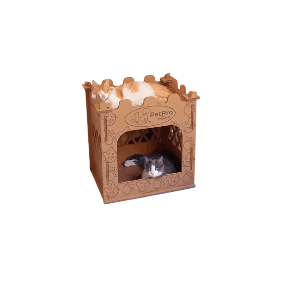 PetPro Royal Retreat, Castle Cat House, Premium Corrugated Cardboard, Double-Layer Scratcher, Indoor Cat House,Eco-Friendly, Cardboard Cat Scratcher