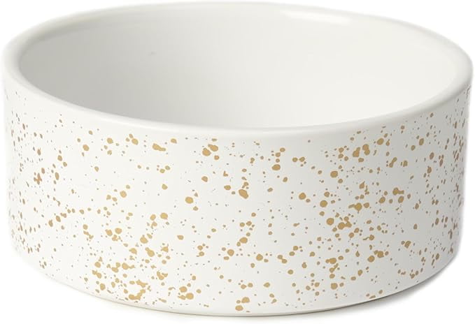 PetRageous 18432 Speckles Round Stoneware Dog Bowl 5 Inch Width and 2 Inch Height 2 Cups Capacity White Walmart