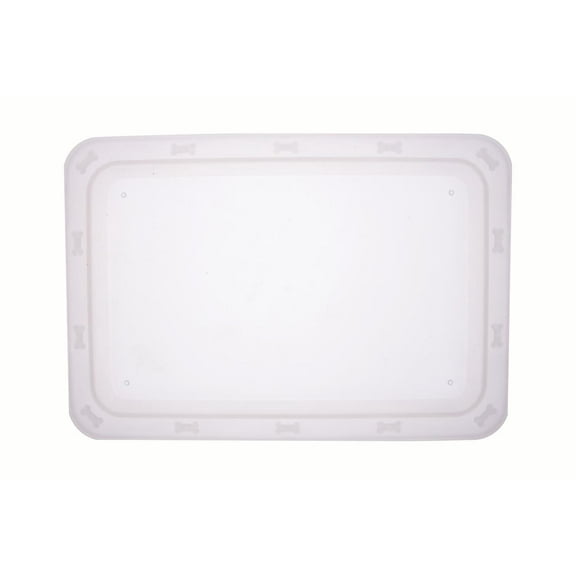 PetRageous Designs Bone 'n Up for Dinner Non-Skid Plastic Dog Tray for Pets, Clear