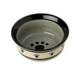 thumbnail image 1 of PetRageous Designs Metro 6 Inch Diameter Handcrafted Stoneware Pet Bowl for Pets, Gray Paw Pattern, 1 of 7