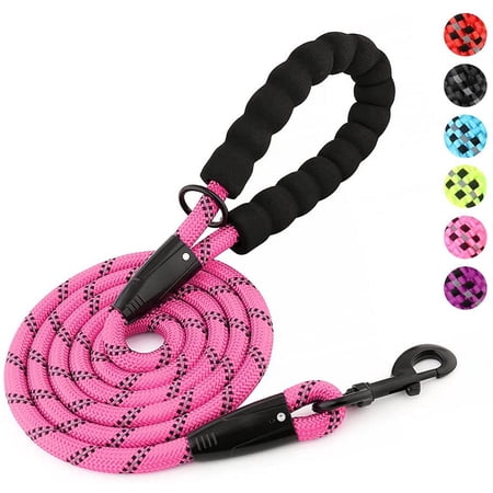 PetRope Dog Leash with Comfortable Padded Handle, Highly Reflective Strong Sturdy 4/5/6 FT Dog Leash for Small Medium Large Dogs(1/2"×6', Pink)