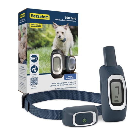PetSafe 100 Yard Remote Training Collar Smaller Version for Small or Medium Dogs Choose from Tone, Vibration, or 15 Levels of Static Stimulation Short Range Option for Training Off Leash Dogs