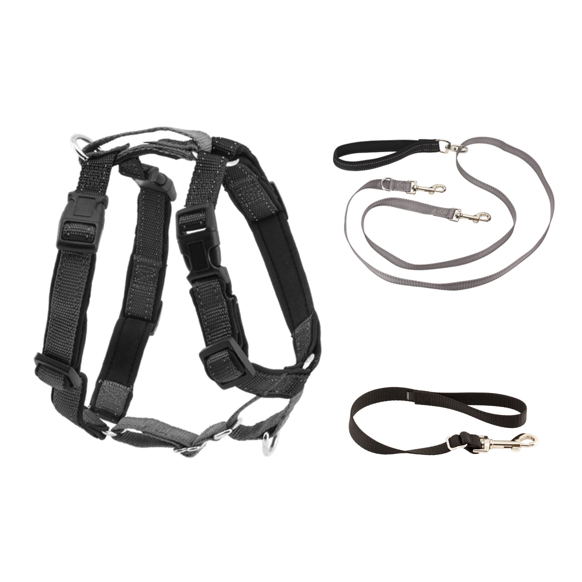 PetSafe 3 in 1 Dog Harness with Two Point Control Leash, Large, Black