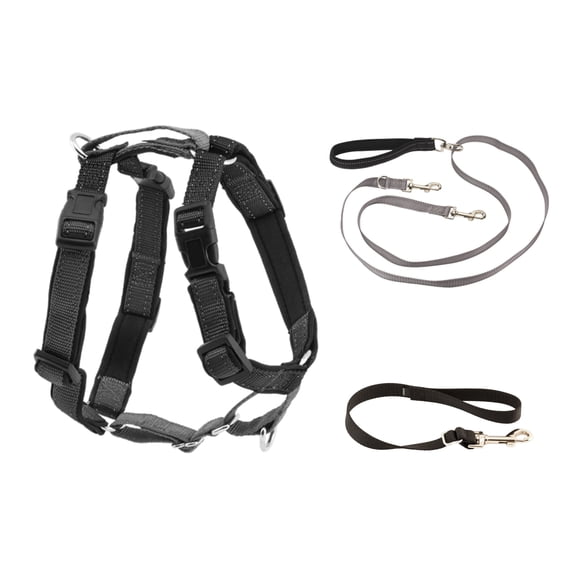 PetSafe 3 in 1 Dog Harness with Two Point Control Leash, Large, Black