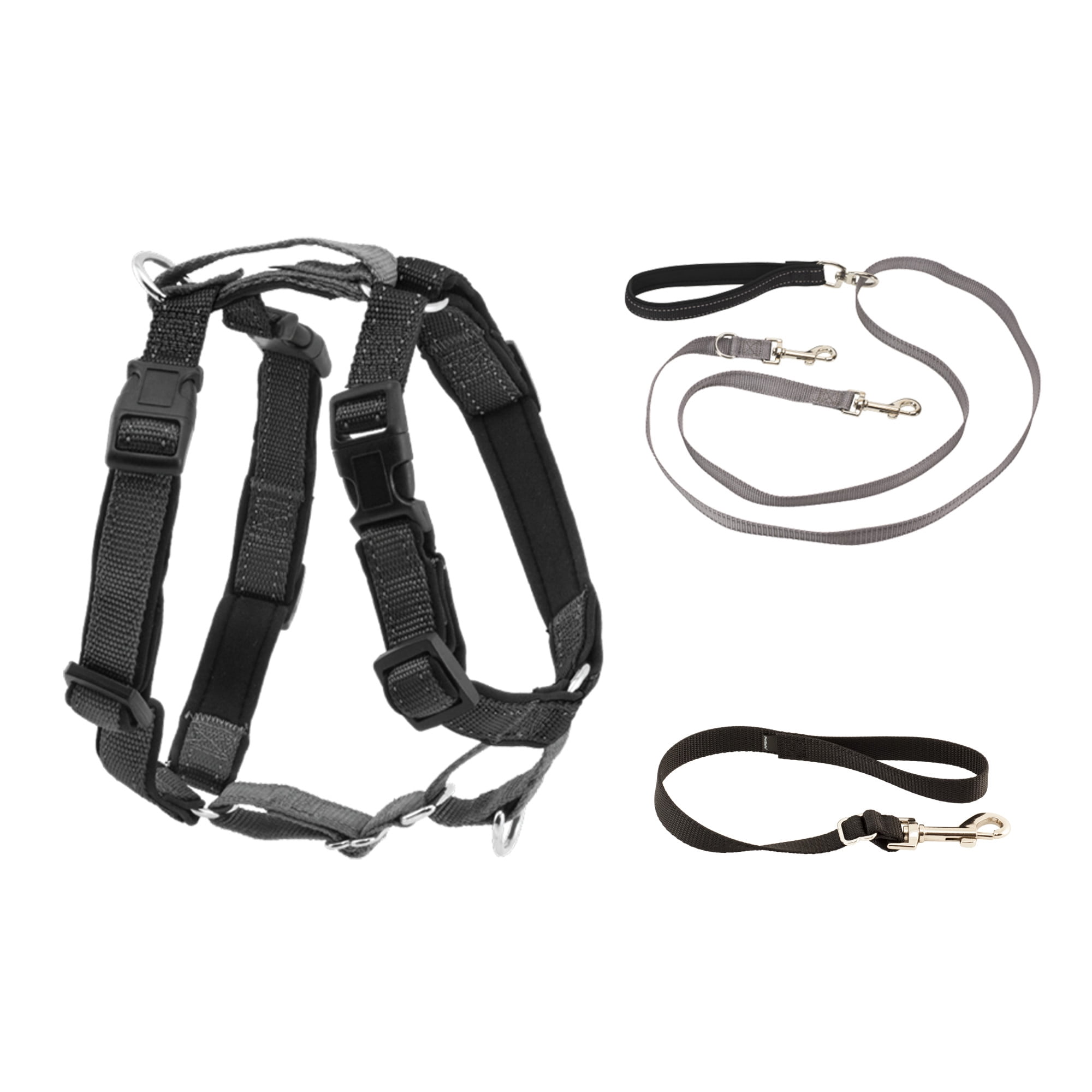 PetSafe 3 in 1 Dog Harness with Two Point Control Leash, Medium, Black