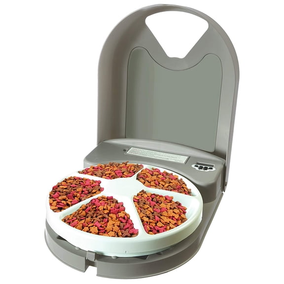 PetSafe 5 Meal Programmable Pet Food Dispenser, Automatic Dog and Cat Feeder - Dry or Semi-Moist Pet Food, Timed Cat Feeder or Dog Feeder, Slow Feed Portion Control (5 Cup/40 Ounce Total Capacity)