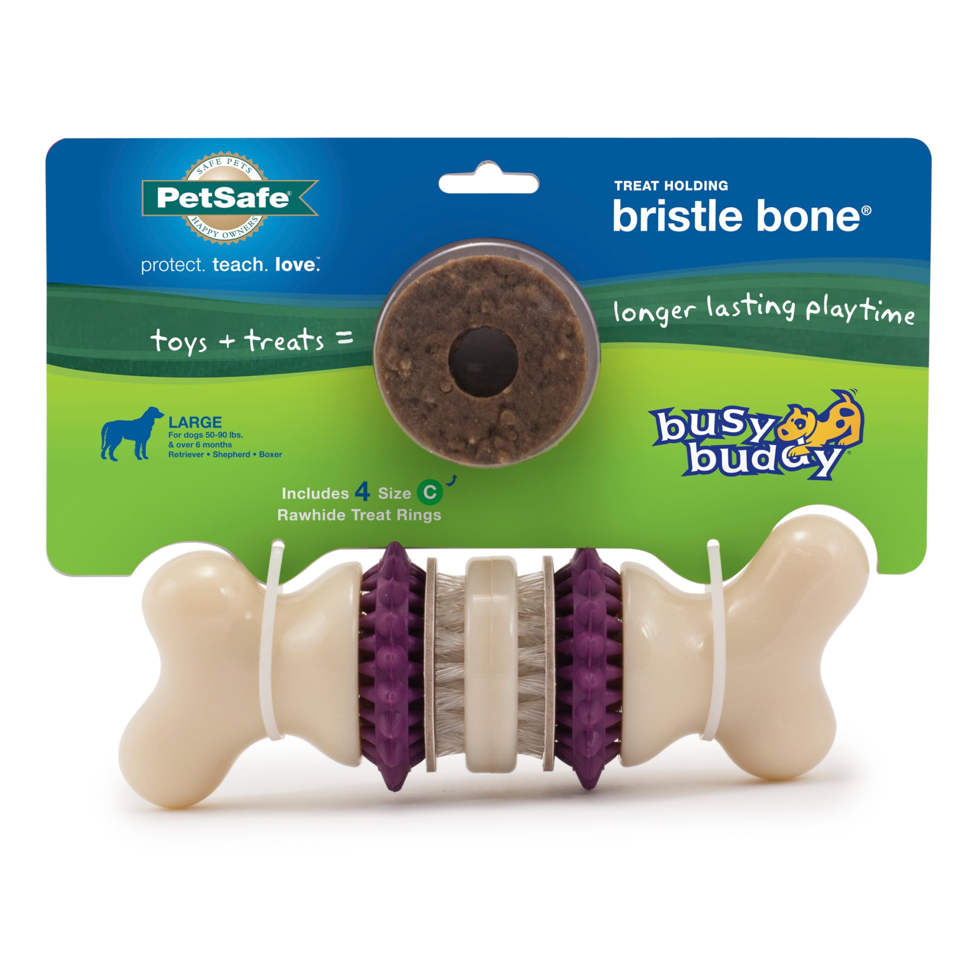 PetSafe Busy Buddy Bristle Bone, Keep Dog's Teeth Clean, Long-Lasting,  Large 