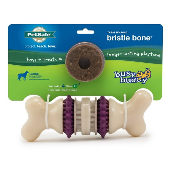 PetSafe Busy Buddy Bristle Bone, Keep Dog's Teeth Clean, Long-Lasting, Large
