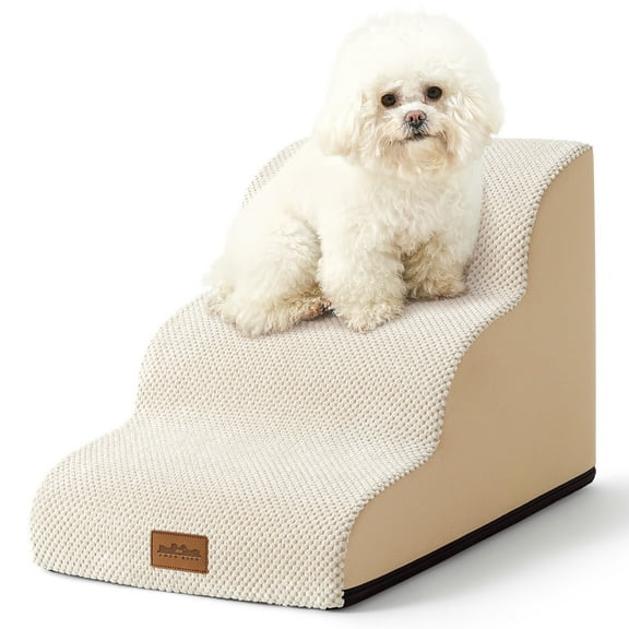 PetSafe Curved Dog Stairs – Foam Ramp for Small Pets, Non-Slip Ladder for Bed & Sofa with Waterproof Cover