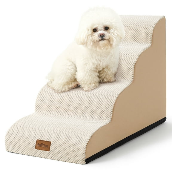 PetSafe Curved Dog Stairs – Foam Ramp for Small Pets, Non-Slip Ladder for Bed & Sofa with Waterproof Cover
