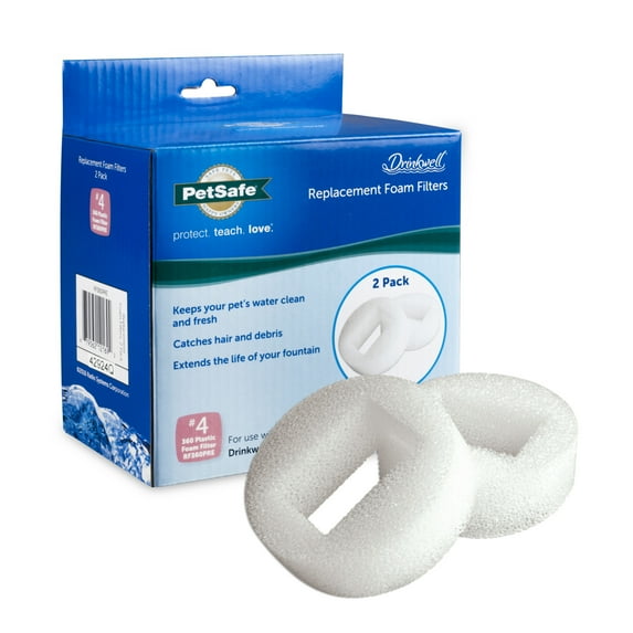 PetSafe Drinkwell Replacement Foam Filters for 360 Plastic Dog and Cat Water Fountain