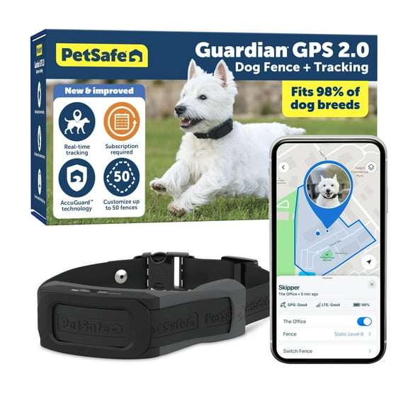 PetSafe Guardian GPS 2.0 Dog Fence + Tracking  Wireless Dog Fence with Reliable Dual Frequency GPS Tracking  Smaller Collar for All Breeds 10 lbs and Above  Subscription Required