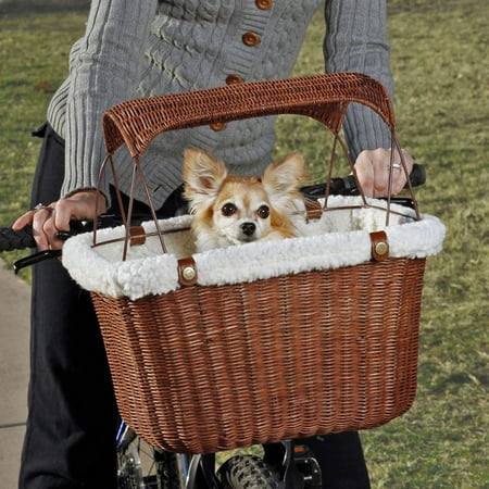 PetSafe Happy Ride Wicker Bicycle Basket for Dogs and Cats up to 13 lb, Weather Resistant
