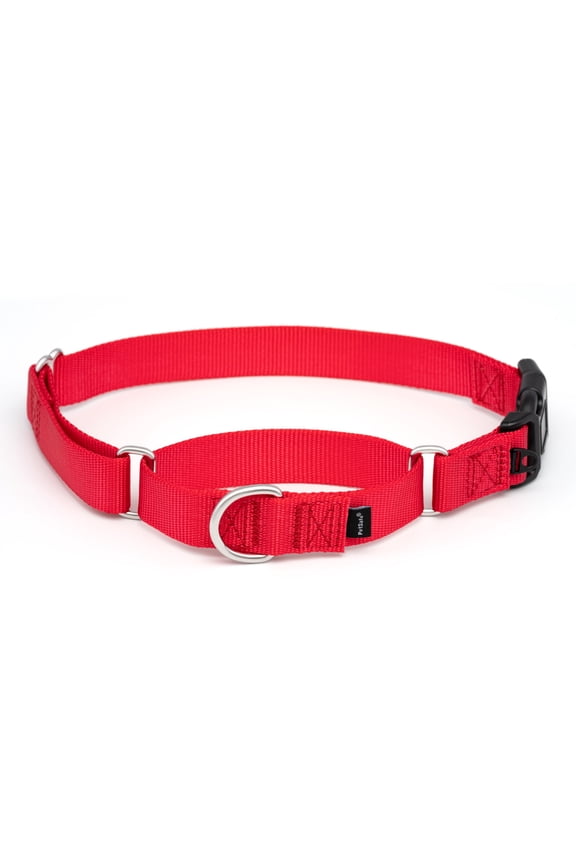 Martingale Dog Collar, Quick-Snap Buckle, 1 Inch Width, Medium, Red