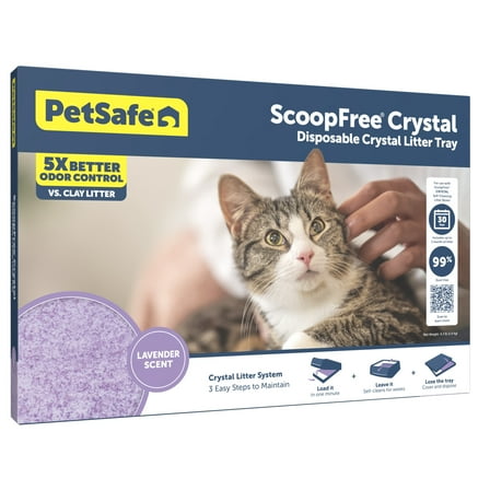PetSafe ScoopFree Crystal Replacement Lavender Scented Litter Tray  Easy Cleanup with Disposable Tray  Includes Leak Protection and Low Tracking Litter