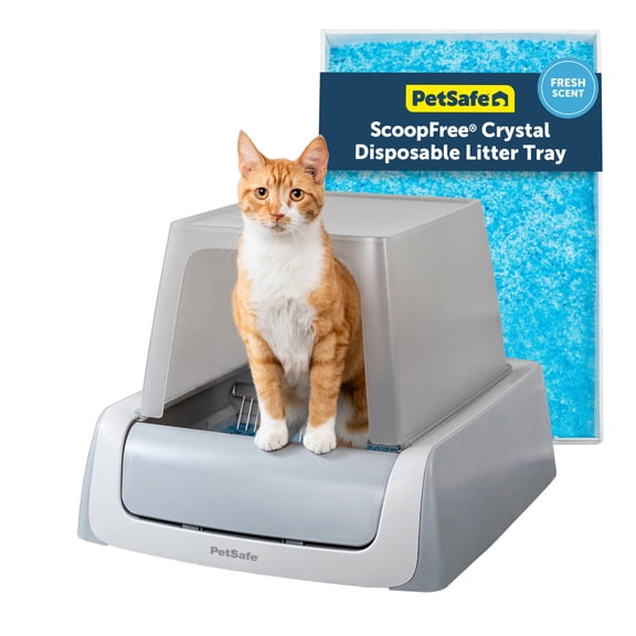 PetSafe ScoopFree Crystal Pro Legacy Front-Entry Self-Cleaning Cat Litter Box, Automatic, Gray