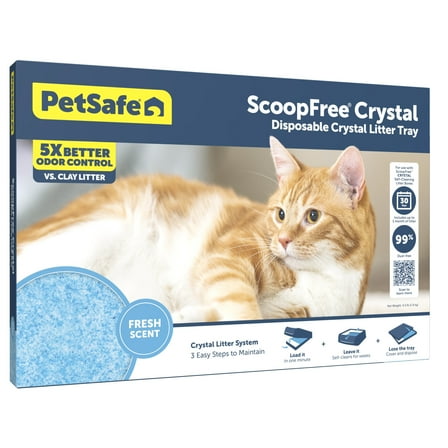 PetSafe ScoopFree Crystal Disposable Cat Litter Tray, Fresh Scent, Silica Crystals, 1-Pack, Blue